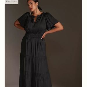 Anthropologie black silk dress